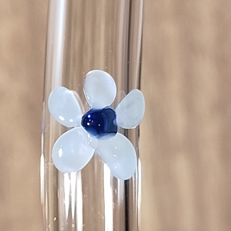 Glazen rietje met bloem Wit-Blauw