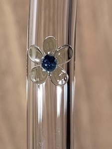 Glazen rietje met bloem Groen-Blauw