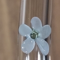 Glazen rietje met bloem Wit-Groen
