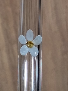 Glazen rietje met bloem Wit-Geel