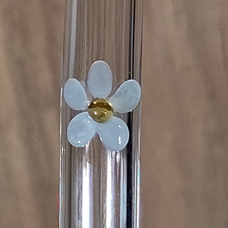 Glazen rietje met bloem Wit-Geel